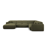 Molino Modulares 6-Sitzer Panoramasofa, Rechte Seite, aus Chenille in Grün (Eden 12 Olive), 326x252 cm von Micadoni – Bild 2