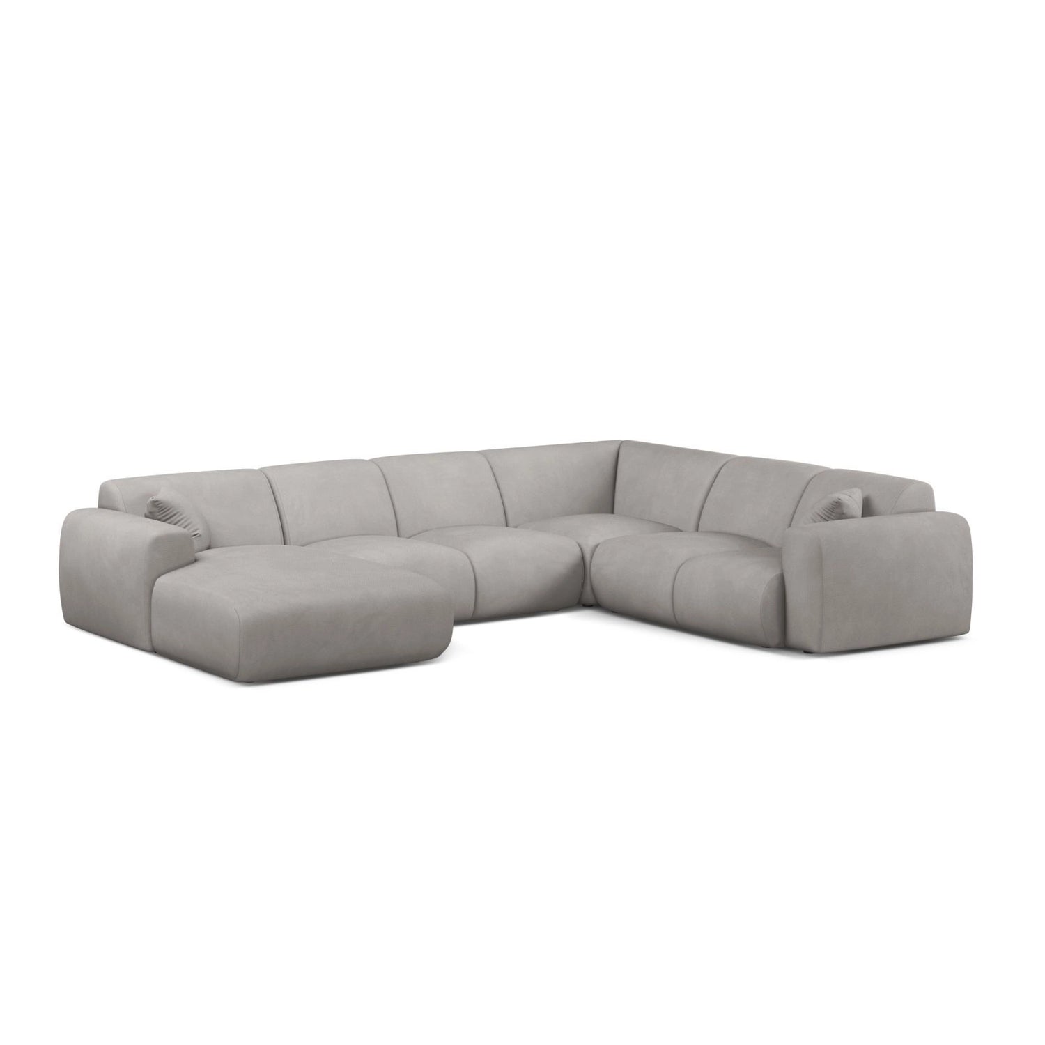 Molino Modulares 6-Sitzer Panoramasofa, Rechte Seite, aus Chenille in Hellgrau (Rebel 5), 326x252 cm von Micadoni – Bild 1