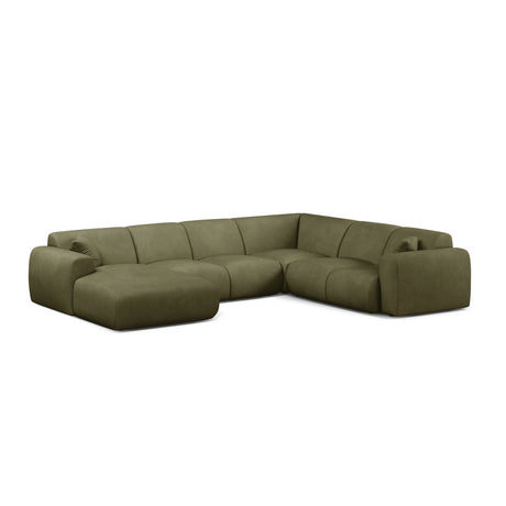 Molino Modulares 6-Sitzer Panoramasofa, Rechte Seite, aus Chenille in Hellgrün (Rebel 18), 326x252 cm von Micadoni – Bild 1