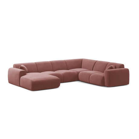 Molino Modulares 6-Sitzer Panoramasofa, Rechte Seite, aus Samt in Flamingo (Casino Salmon), 326x252 cm von Micadoni – Bild 1