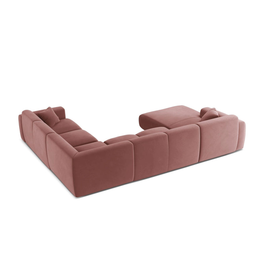 Molino Modulares 6-Sitzer Panoramasofa, Rechte Seite, aus Samt in Flamingo (Casino Salmon), 326x252 cm von Micadoni – Bild 3