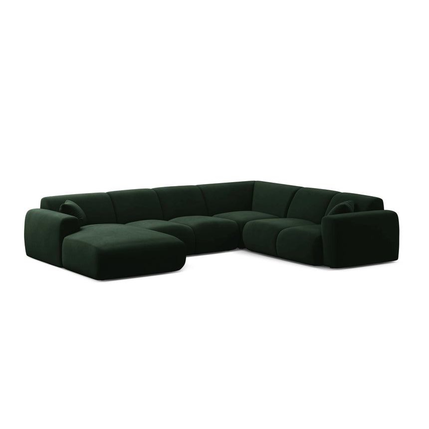 Molino Modulares 6-Sitzer Panoramasofa, Rechte Seite, aus Samt in Flaschengrün (Casino Deep Green), 326x252 cm von Micadoni – Bild 1