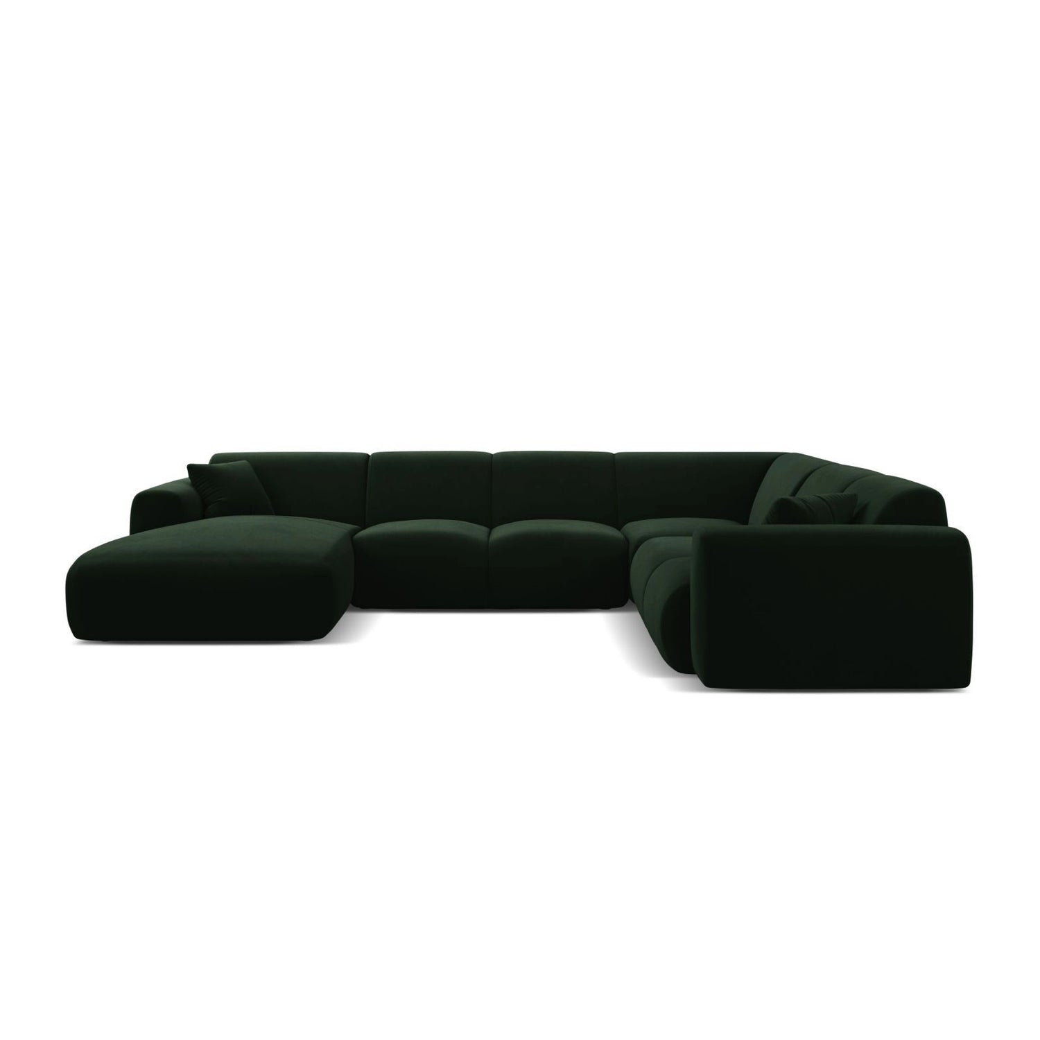 Molino Modulares 6-Sitzer Panoramasofa, Rechte Seite, aus Samt in Flaschengrün (Casino Deep Green), 326x252 cm von Micadoni – Bild 2