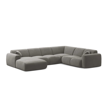 Molino Modulares 6-Sitzer Panoramasofa, Rechte Seite, aus Samt in Grau (Casino Stone), 326x252 cm von Micadoni – Bild 1