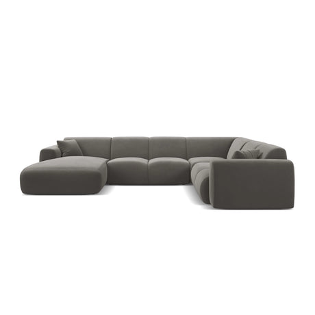 Molino Modulares 6-Sitzer Panoramasofa, Rechte Seite, aus Samt in Grau (Casino Stone), 326x252 cm von Micadoni – Bild 2