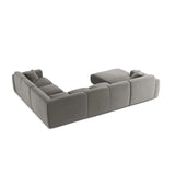 Molino Modulares 6-Sitzer Panoramasofa, Rechte Seite, aus Samt in Grau (Casino Stone), 326x252 cm von Micadoni – Bild 3