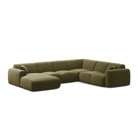 Molino Modulares 6-Sitzer Panoramasofa, Rechte Seite, aus Samt in Hellgrün (Casino Forest), 326x252 cm von Micadoni – Bild 1