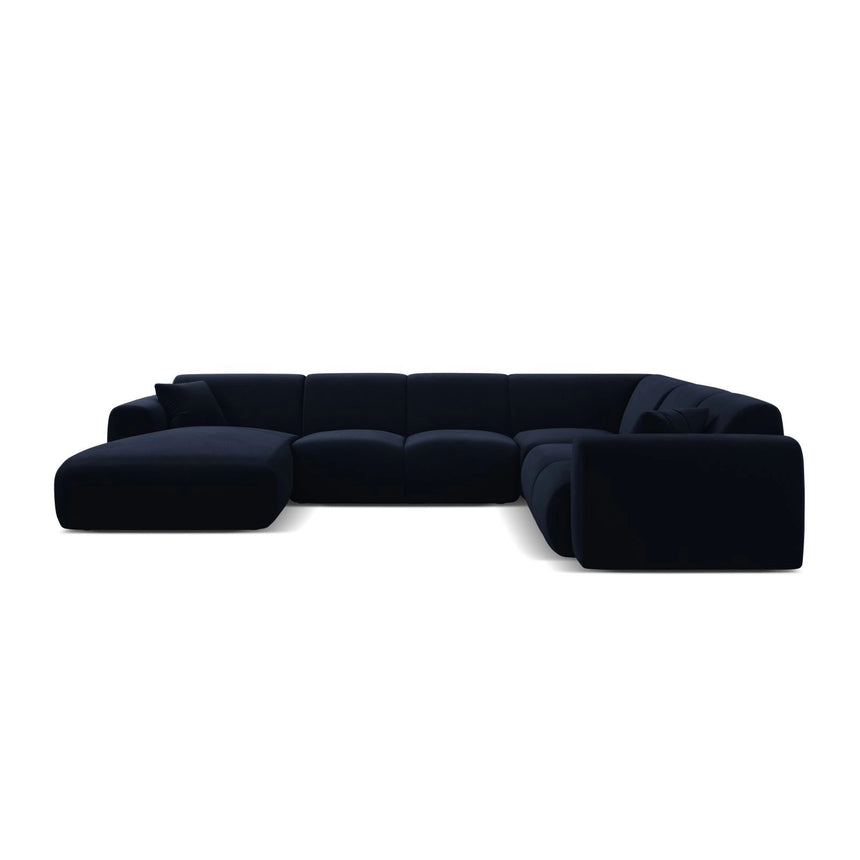 Molino Modulares 6-Sitzer Panoramasofa, Rechte Seite, aus Samt in Königsblau (Casino Deep Blue), 326x252 cm von Micadoni – Bild 2