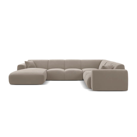 Molino Modulares 6-Sitzer Panoramasofa, Rechte Seite, aus Samt in Leichtes Beige (Casino Pearl), 326x252 cm von Micadoni – Bild 2