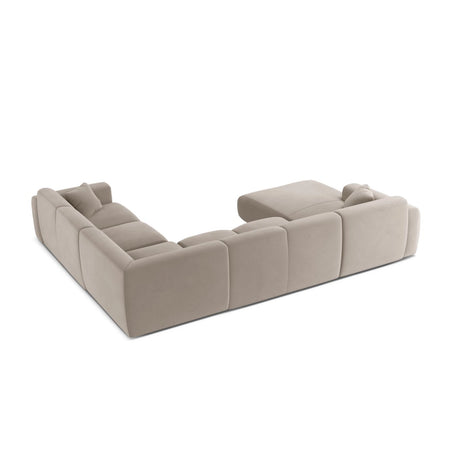 Molino Modulares 6-Sitzer Panoramasofa, Rechte Seite, aus Samt in Leichtes Beige (Casino Pearl), 326x252 cm von Micadoni – Bild 3
