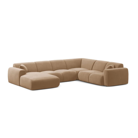 Molino Modulares 6-Sitzer Panoramasofa, Rechte Seite, aus Samt in Sand (Casino Lion), 326x252 cm von Micadoni – Bild 1