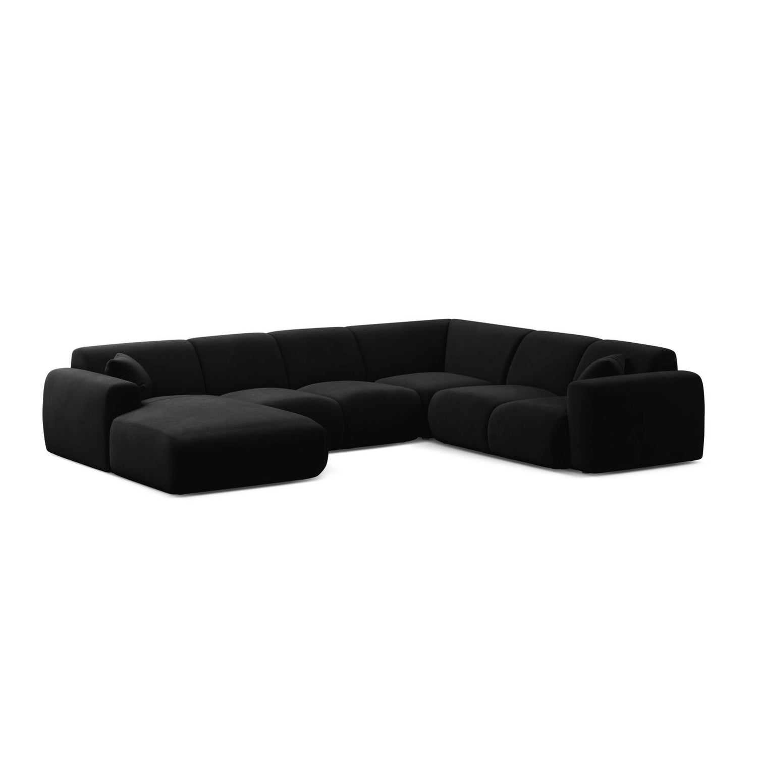 Molino Modulares 6-Sitzer Panoramasofa, Rechte Seite, aus Samt in Schwarz (Casino Black), 326x252 cm von Micadoni – Bild 1