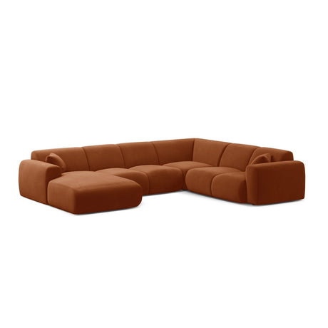 Molino Modulares 6-Sitzer Panoramasofa, Rechte Seite, aus Samt in Terrakotta (Casino Terracota), 326x252 cm von Micadoni – Bild 1