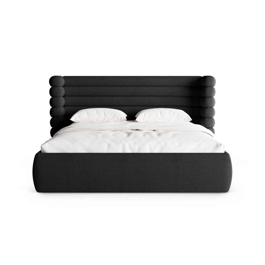 Mount Bett mit Kopfteil und Stauraum aus Boucle in Schwarz (CORAL 60), 140x200 cm von Micadoni – Bild 5