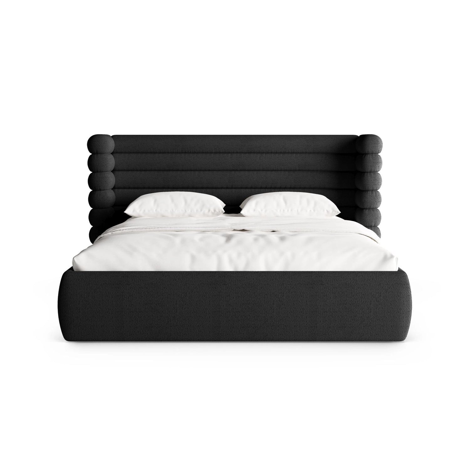 Mount Bett mit Kopfteil und Stauraum aus Boucle in Schwarz (CORAL 60), 200x200 cm von Micadoni – Bild 5