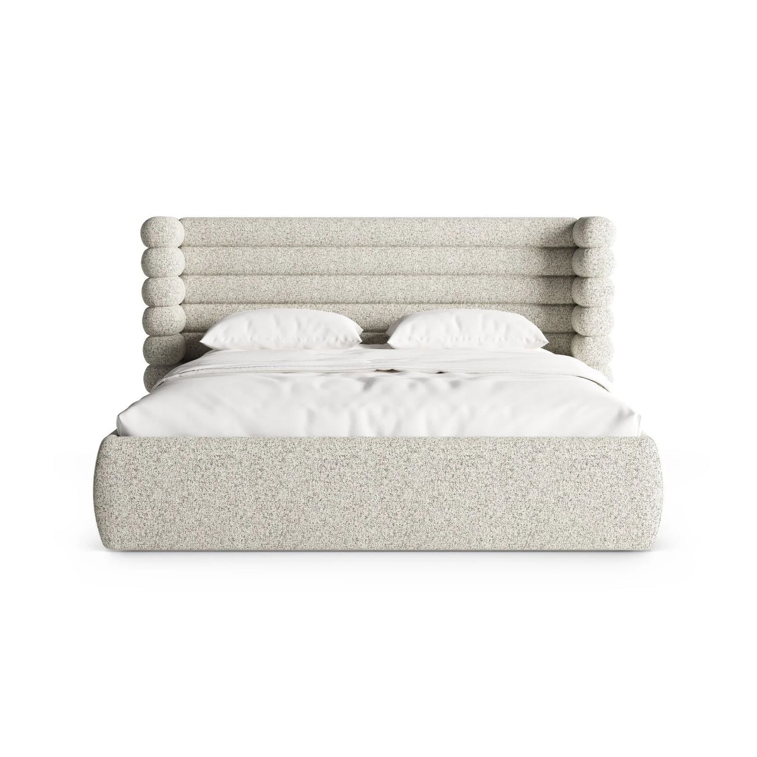 Mount Bett mit Kopfteil und Stauraum aus Strukturierter Stoff in Beige Melange (Puente 06), 140x200 cm von Micadoni – Bild 5