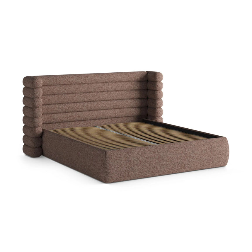 Mount Bett mit Kopfteil und Stauraum aus Strukturierter Stoff in Pink Melange (Puente 68), 200x200 cm von Micadoni – Bild 6