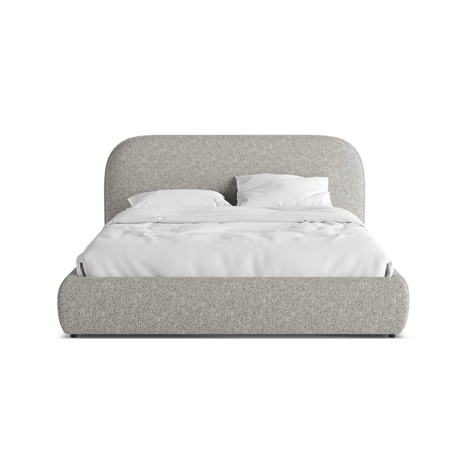 Murada Bett mit Kopfteil aus Chenille in Leichtes Grau Melange (Tracy 211.11), 180x200 cm von Micadoni – Bild 1