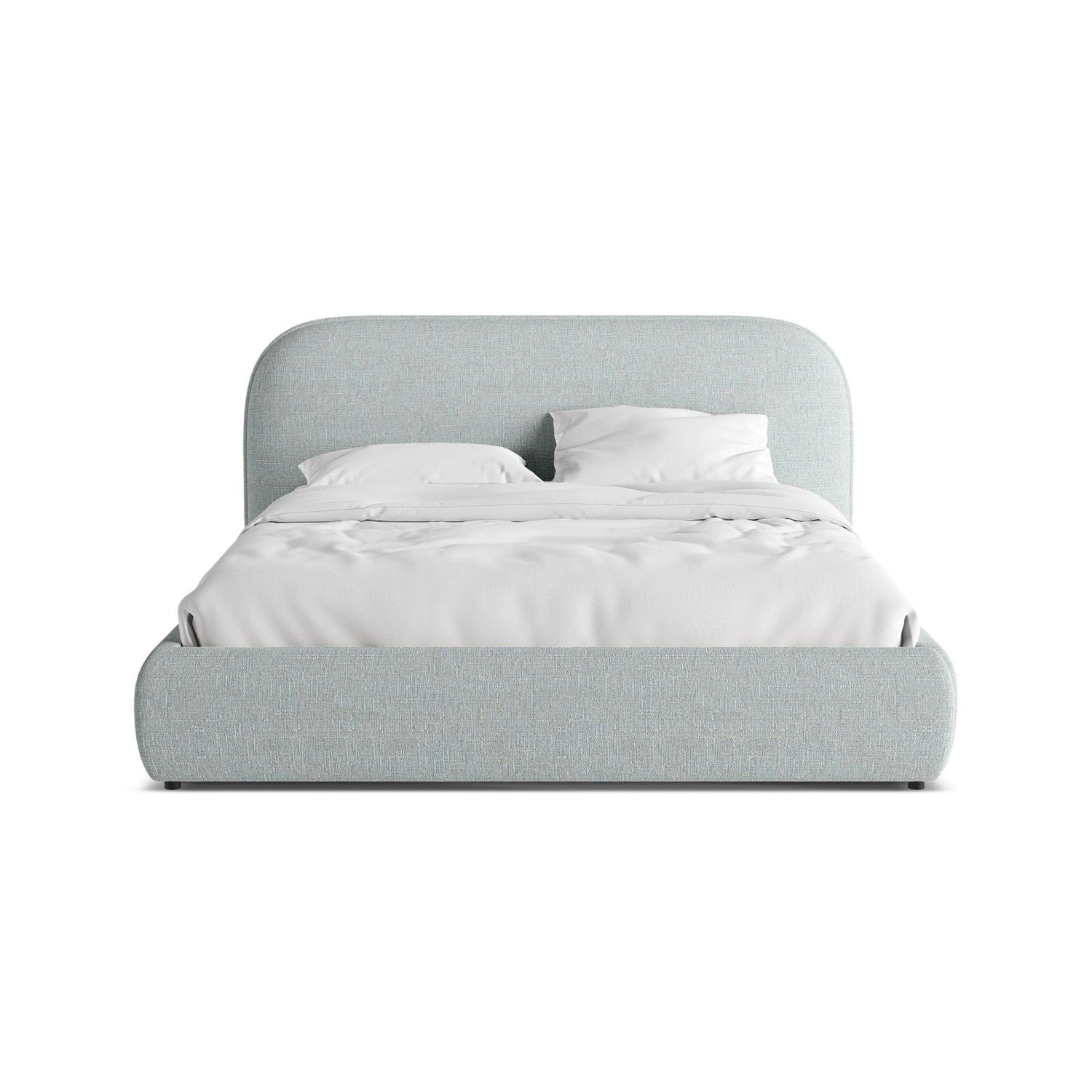 Murada Bett mit Kopfteil aus Chenille in Satinblau (Tracy 211.06), 180x200 cm von Micadoni – Bild 1