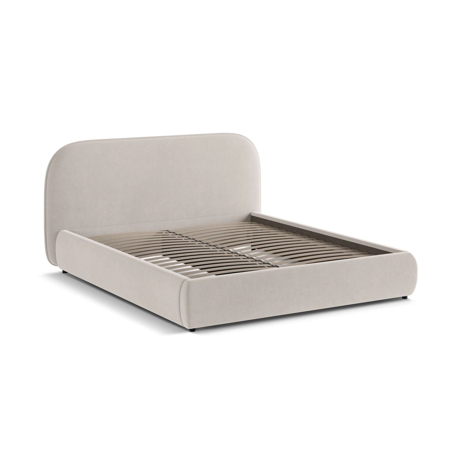 Murada Bett mit Kopfteil aus Samt in Beige (Salvador 1), 180x200 cm von Micadoni – Bild 3