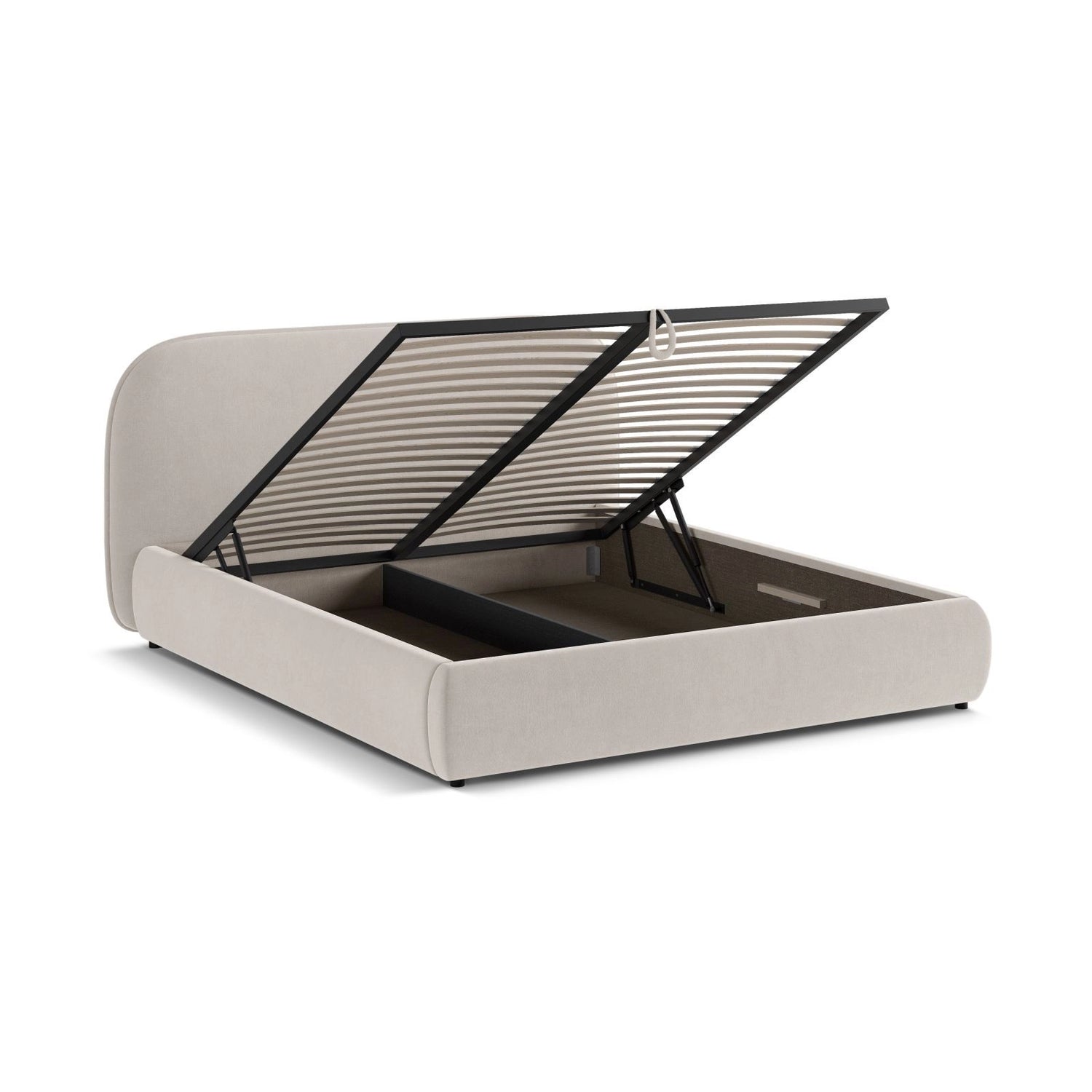 Murada Bett mit Kopfteil und Stauraum aus Samt in Beige (Salvador 1), 140x200 cm von Micadoni – Bild 5