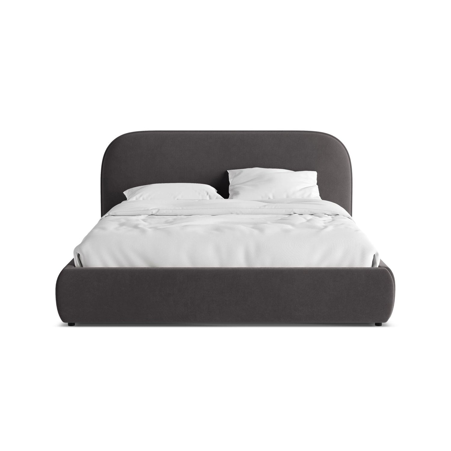 Murada Bett mit Kopfteil und Stauraum aus Samt in Dunkelgrau (Salvador 18), 200x200 cm von Micadoni – Bild 1