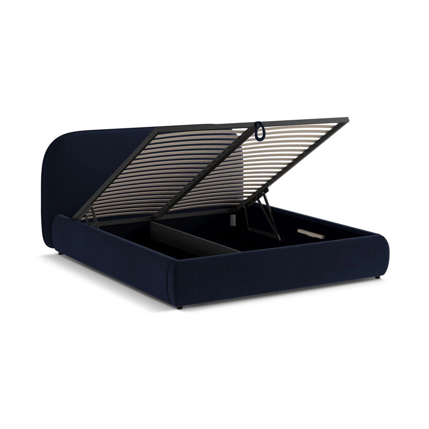 Murada Bett mit Kopfteil und Stauraum aus Samt in Königsblau (Salvador 5), 200x200 cm von Micadoni – Bild 5