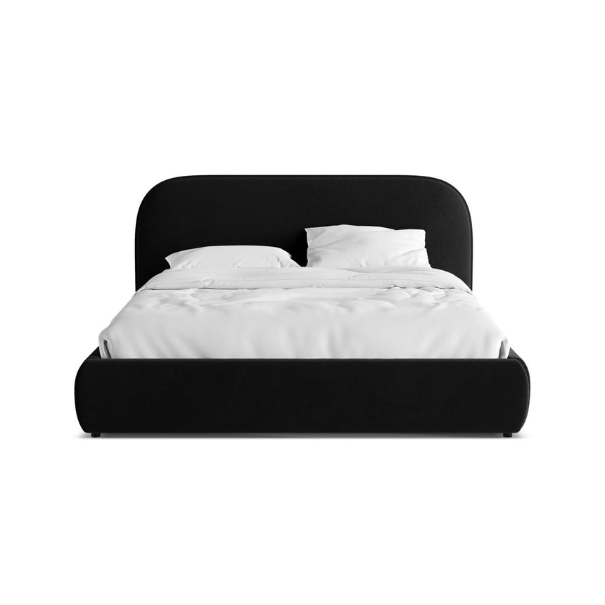 Murada Bett mit Kopfteil und Stauraum aus Samt in Schwarz (Salvador 19), 140x200 cm von Micadoni – Bild 1