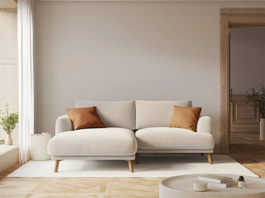 Naomi 3-Sitzer Ecksofa, Linke Seite, aus Samt in Beige (Salvador 1), 200x170 cm von Micadoni – Bild 2