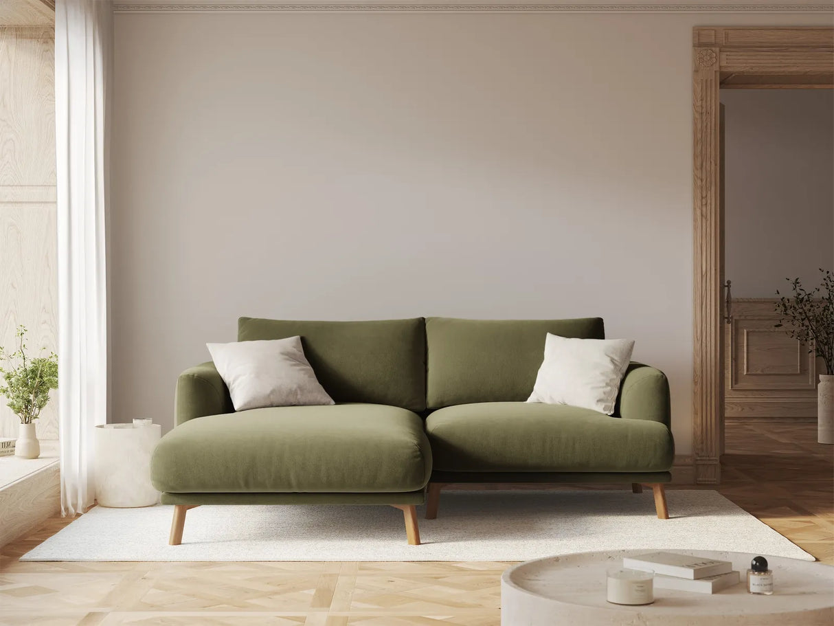 Naomi 3-Sitzer Ecksofa, Linke Seite, aus Samt in Grün (Salvador 8), 200x170 cm von Micadoni – Bild 2
