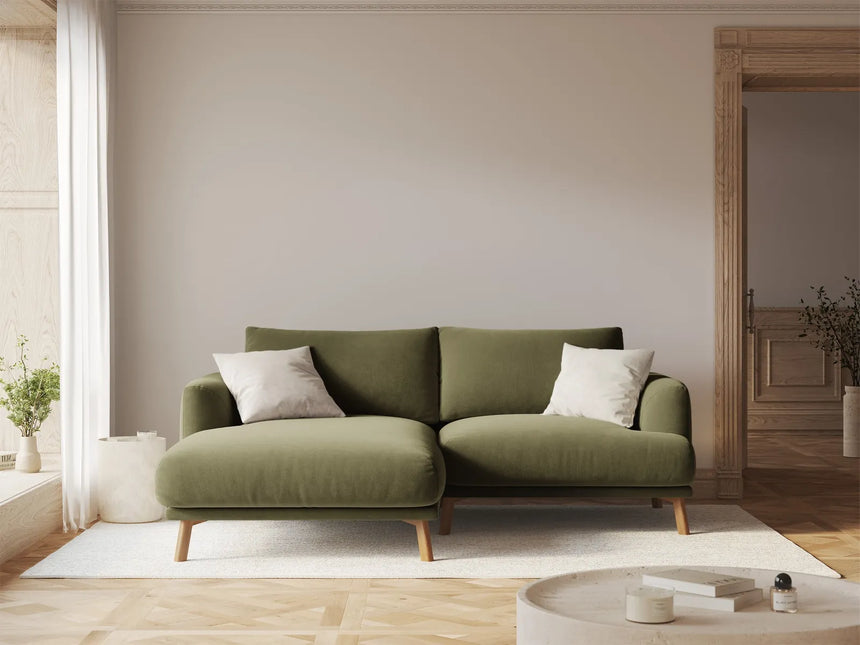 Naomi 3-Sitzer Ecksofa, Linke Seite, aus Samt in Grün (Salvador 8), 200x170 cm von Micadoni – Bild 2