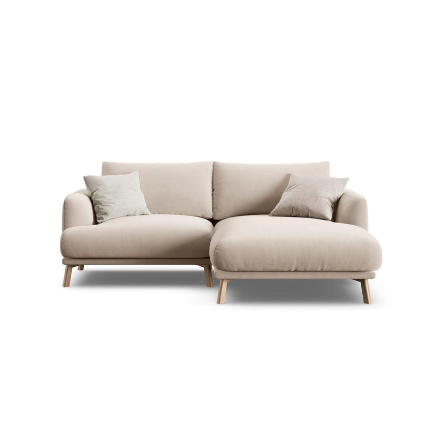 Naomi 3-Sitzer Ecksofa, Rechte Seite, aus Samt in Beige (Salvador 1), 200x170 cm von Micadoni – Bild 1