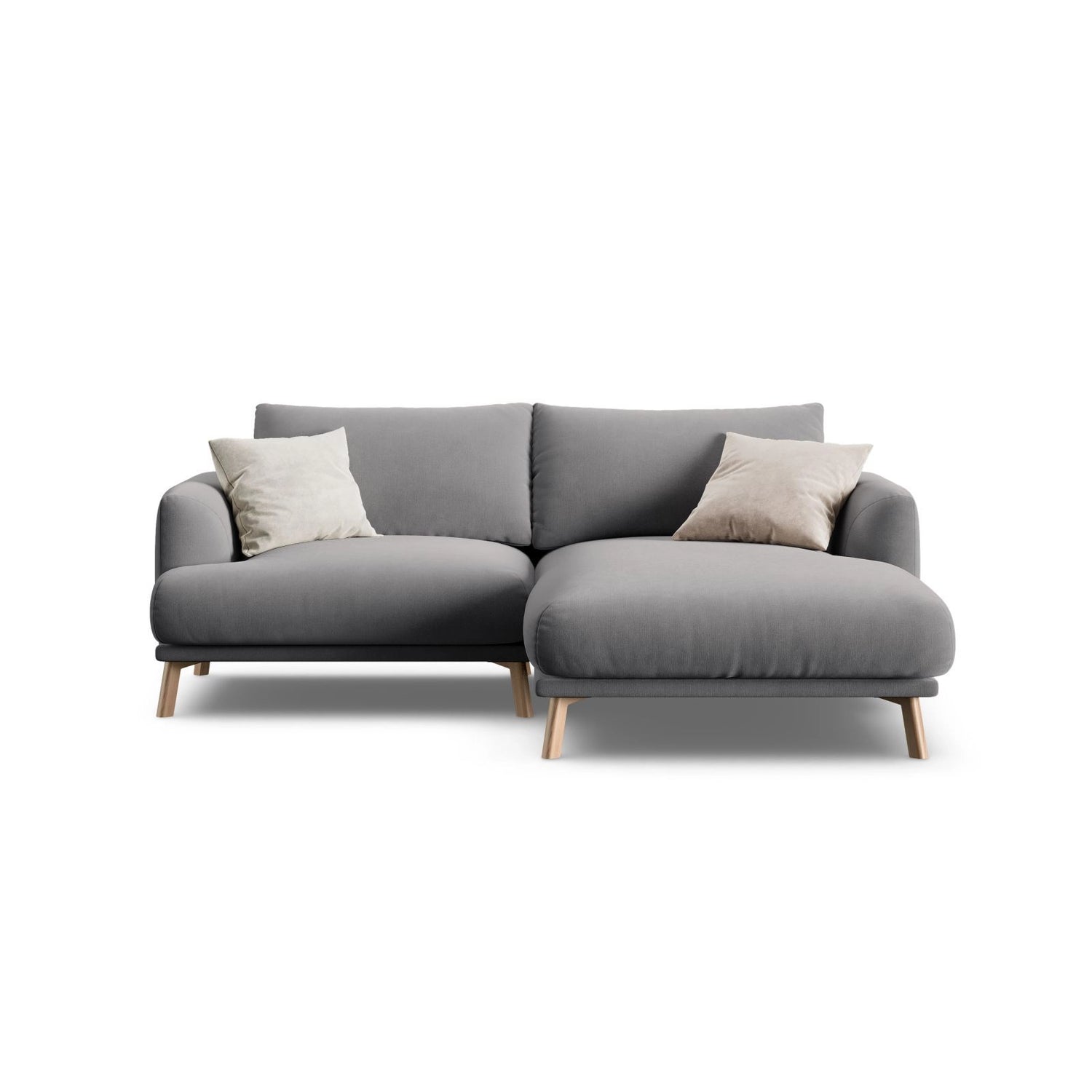Naomi 3-Sitzer Ecksofa, Rechte Seite, aus Samt in Grau (Salvador 17), 200x170 cm von Micadoni – Bild 1