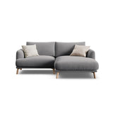 Naomi 3-Sitzer Ecksofa, Rechte Seite, aus Samt in Grau (Salvador 17), 200x170 cm von Micadoni – Bild 1