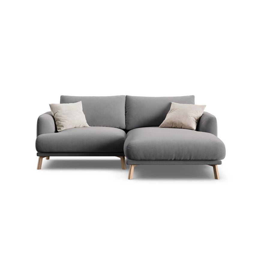 Naomi 3-Sitzer Ecksofa, Rechte Seite, aus Samt in Grau (Salvador 17), 200x170 cm von Micadoni – Bild 1