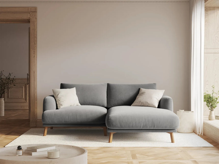 Naomi 3-Sitzer Ecksofa, Rechte Seite, aus Samt in Grau (Salvador 17), 200x170 cm von Micadoni – Bild 2