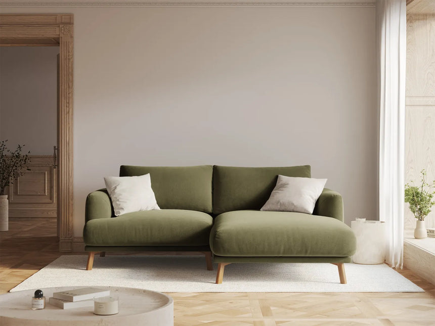 Naomi 3-Sitzer Ecksofa, Rechte Seite, aus Samt in Grün (Salvador 8), 200x170 cm von Micadoni – Bild 2