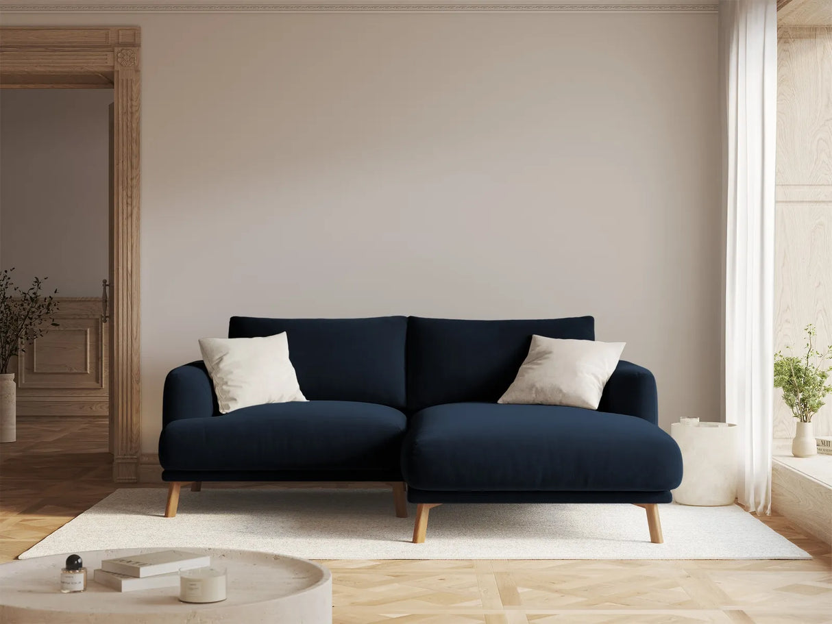 Naomi 3-Sitzer Ecksofa, Rechte Seite, aus Samt in Königsblau (Salvador 5), 200x170 cm von Micadoni – Bild 2