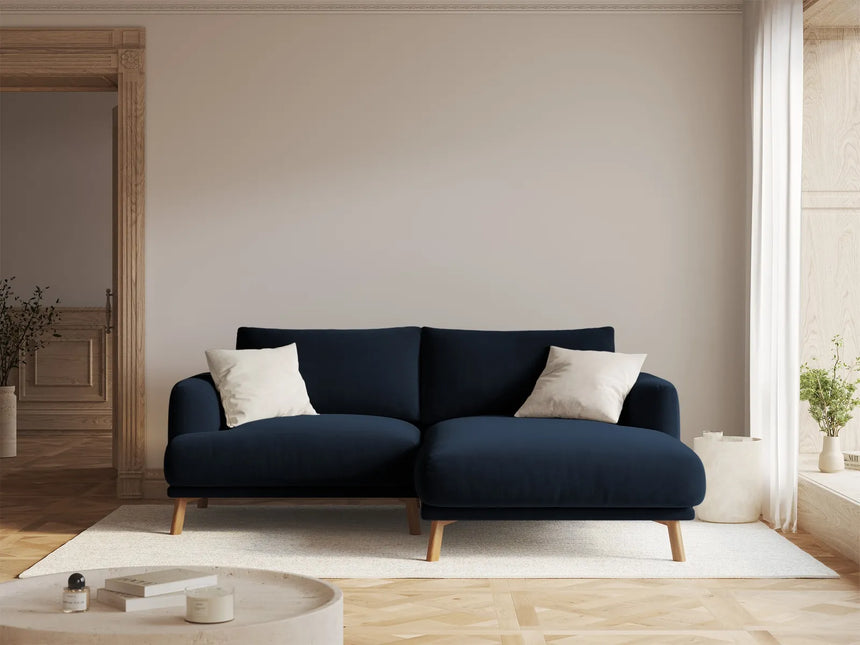 Naomi 3-Sitzer Ecksofa, Rechte Seite, aus Samt in Königsblau (Salvador 5), 200x170 cm von Micadoni – Bild 2