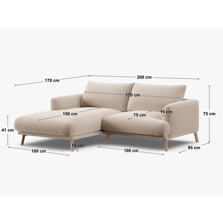 Naomi 3-Sitzer Ecksofa, Rechte Seite, aus Samt in Königsblau (Salvador 5), 200x170 cm von Micadoni – Bild 3