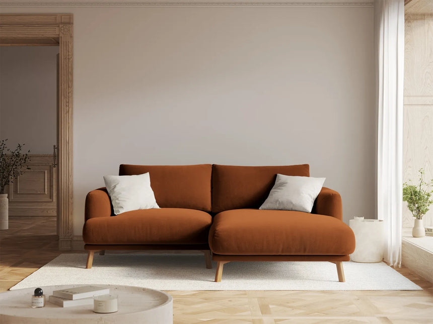 Naomi 3-Sitzer Ecksofa, Rechte Seite, aus Samt in Terrakotta (Salvador 14), 200x170 cm von Micadoni – Bild 2