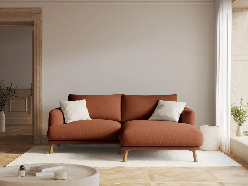 Naomi 3-Sitzer Ecksofa, Rechte Seite, aus Strukturierter Stoff in Brick (Liberty 9), 200x170 cm von Micadoni – Bild 2