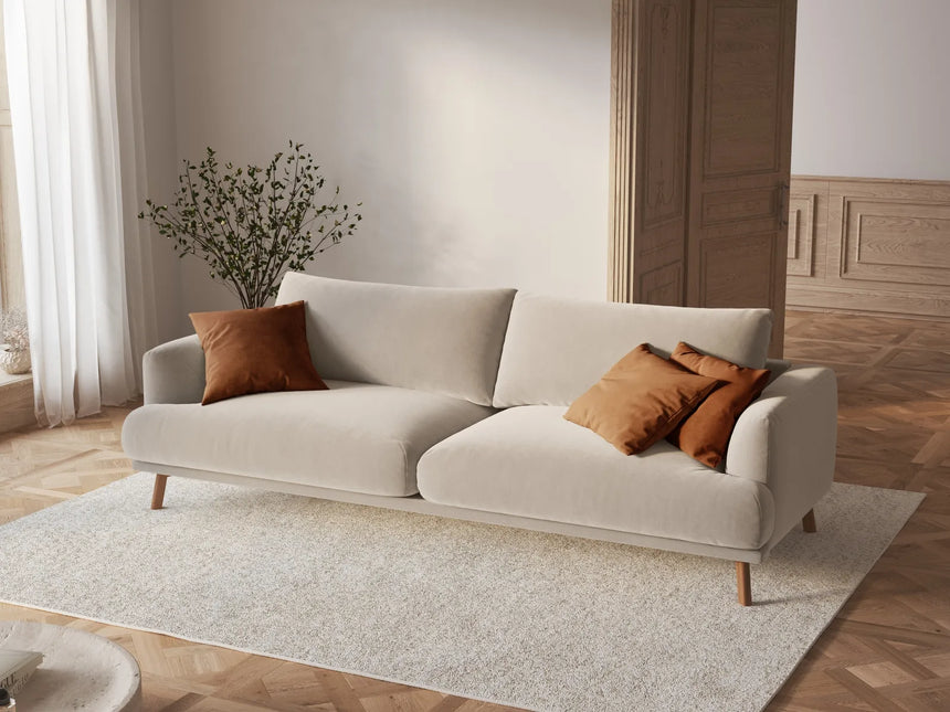Naomi 3-Sitzer Sofa aus Samt in Beige (Salvador 1), 200x95 cm von Micadoni – Bild 2