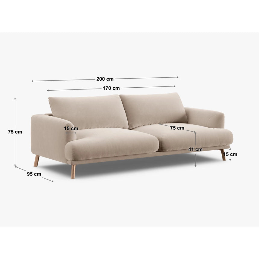 Naomi 3-Sitzer Sofa aus Samt oder Strukturstoff, 200x95 cm von Micadoni – Bild 3