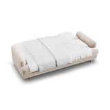 Naomi 3-Sitzer Sofa mit Schlaffunktion und Bettkasten, ausklappbar, aus Samt in Beige (Salvador 1), 233x110 cm von Micadoni – Bild 3
