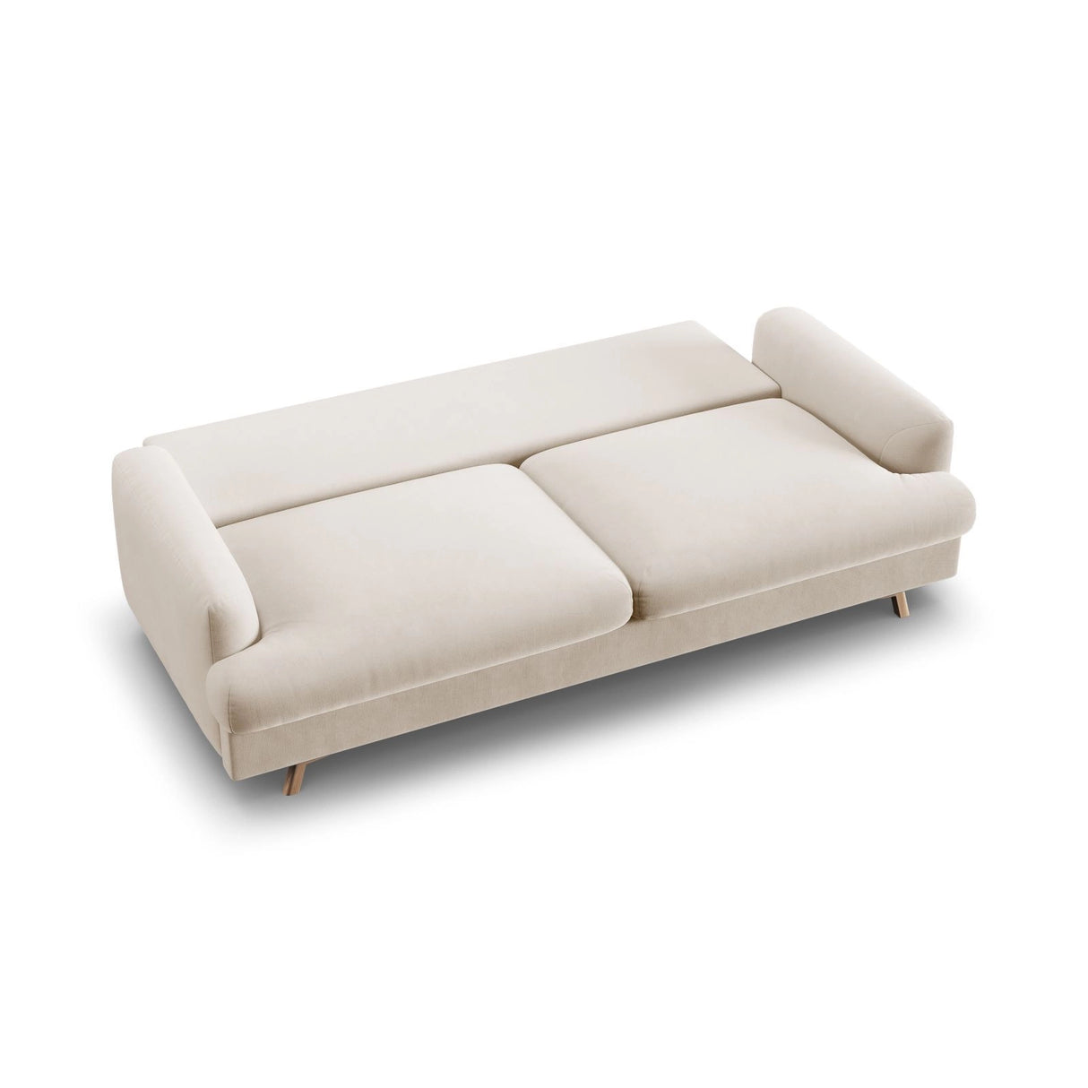 Naomi 3-Sitzer Sofa mit Schlaffunktion und Bettkasten, ausklappbar, aus Samt in Beige (Salvador 1), 233x110 cm von Micadoni – Bild 5