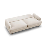 Naomi 3-Sitzer Sofa mit Schlaffunktion und Bettkasten, ausklappbar, aus Samt in Beige (Salvador 1), 233x110 cm von Micadoni – Bild 5
