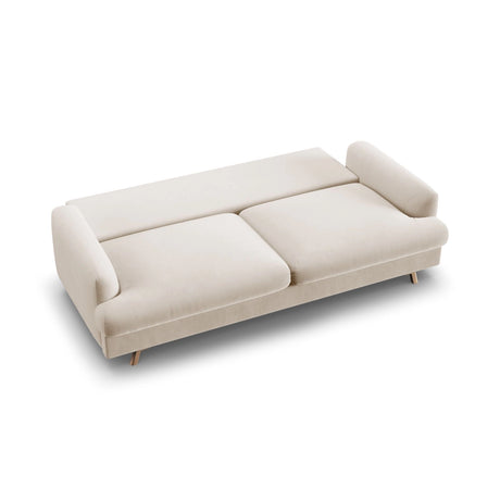 Naomi 3-Sitzer Sofa mit Schlaffunktion und Bettkasten, ausklappbar, aus Samt in Beige (Salvador 1), 233x110 cm von Micadoni – Bild 5