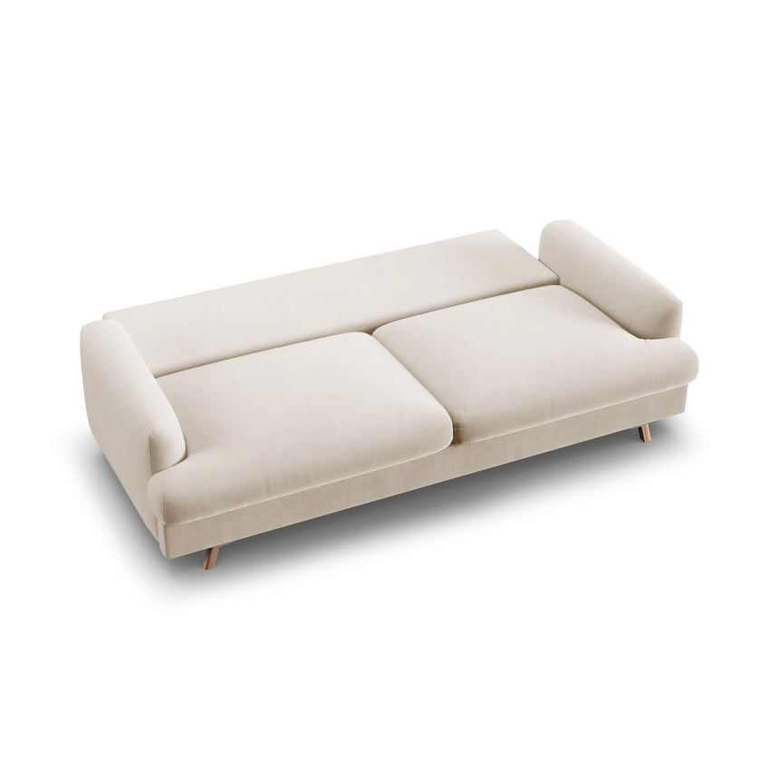 Naomi 3-Sitzer Sofa mit Schlaffunktion und Bettkasten, ausklappbar, aus Samt in Beige (Salvador 1), 233x110 cm von Micadoni – Bild 5