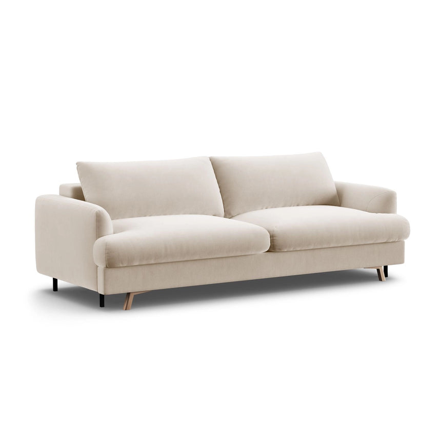 Naomi 3-Sitzer Sofa mit Schlaffunktion und Bettkasten, ausklappbar, aus Samt in Beige (Salvador 1), 233x110 cm von Micadoni – Bild 6